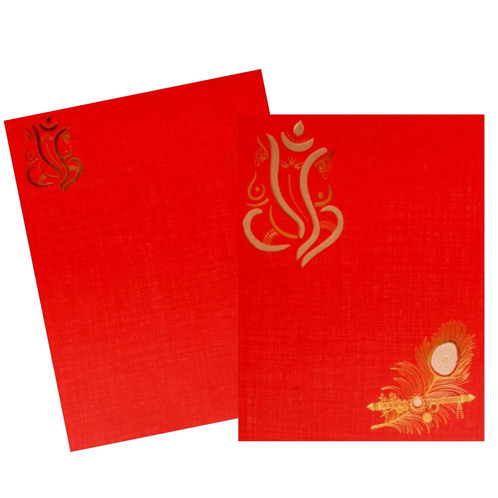 Red Peacock Design With Die Cut Ganesha-KNK50081 - Image 2