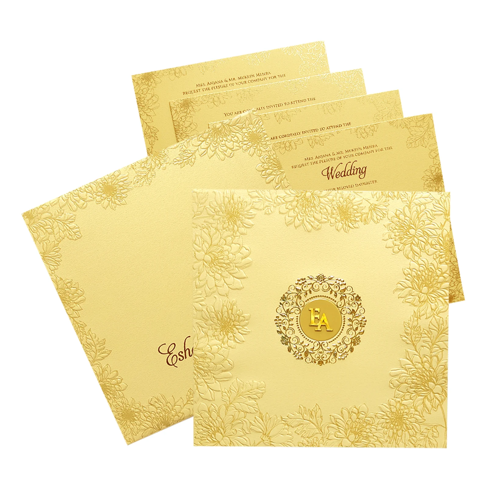 Khaki Brown Floral Box Marriage Card-KPR05340