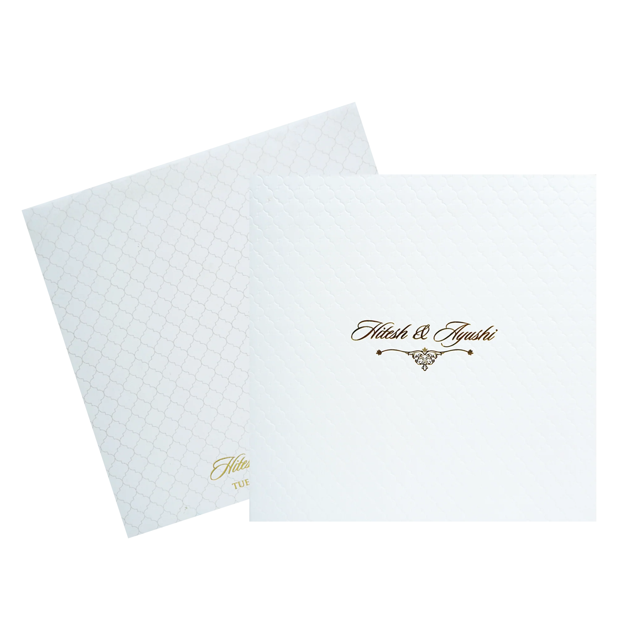 White Embossed Design Padded Wedding Card-KPR20120 - Image 2