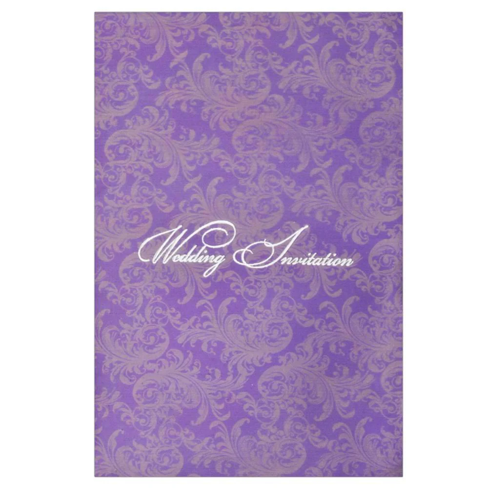 Endearing Violet Shading With Flower Theme Padded Wedding Card - KNK2068 - Image 4