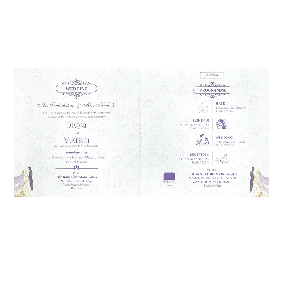 Purple Offset Berry Bride And Groom Wedding Invitation Card-KNBY5404 - Image 5