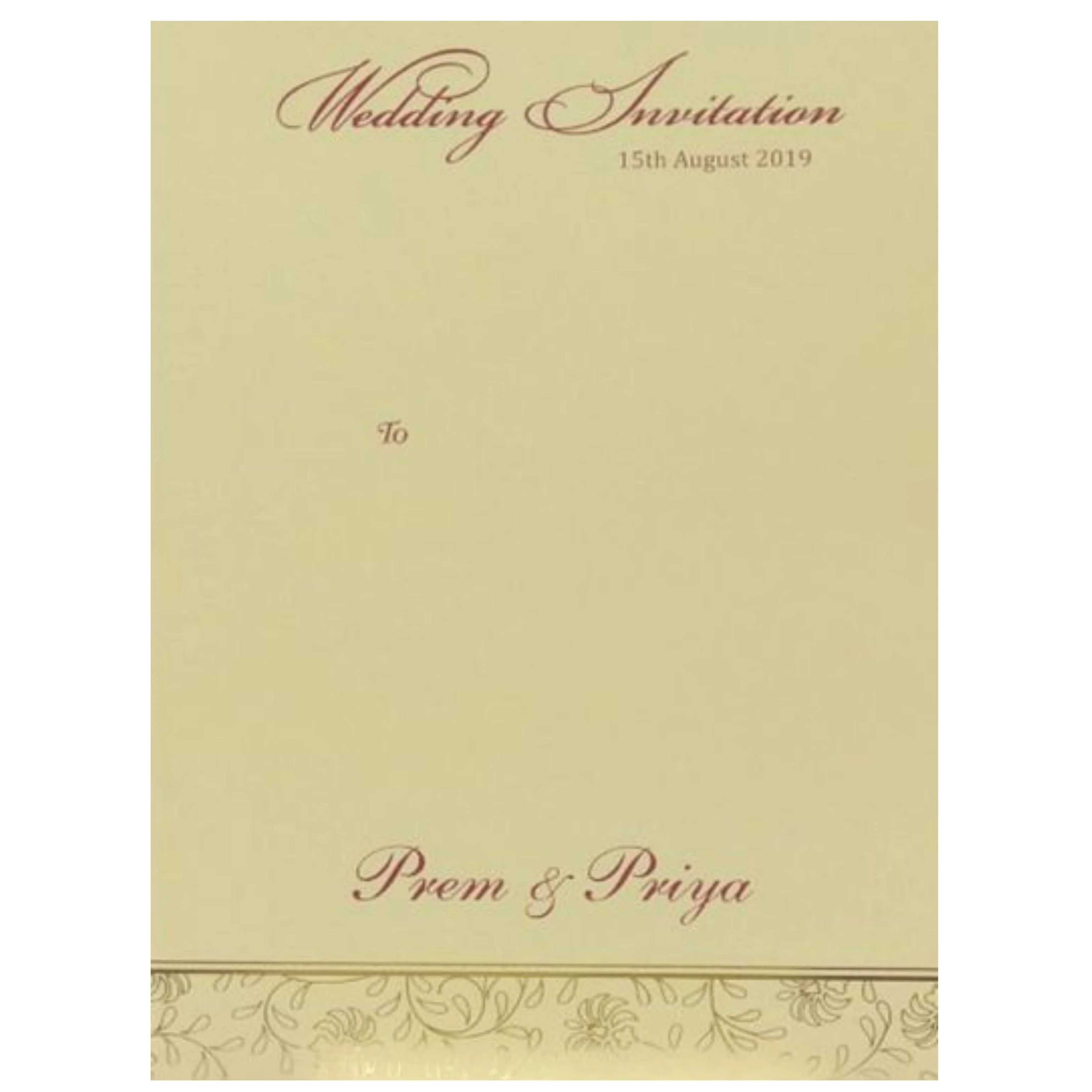 Fabulous Pale Yellow Shading With Blossom Theme Wedding Card - KND8003C - Image 4
