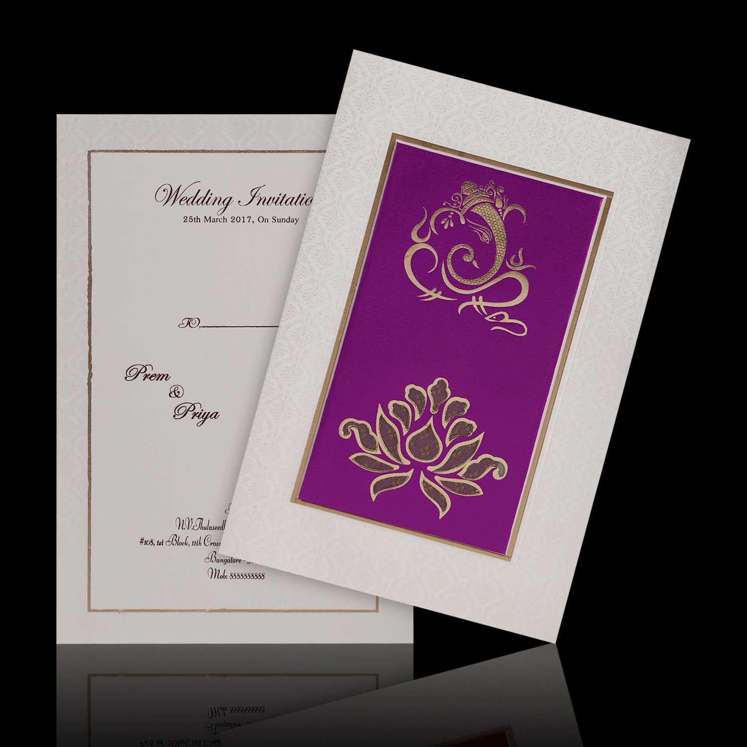 Fabulous Violet Shading With Bloom Subject Wedding Card - KNK4124 - Image 2