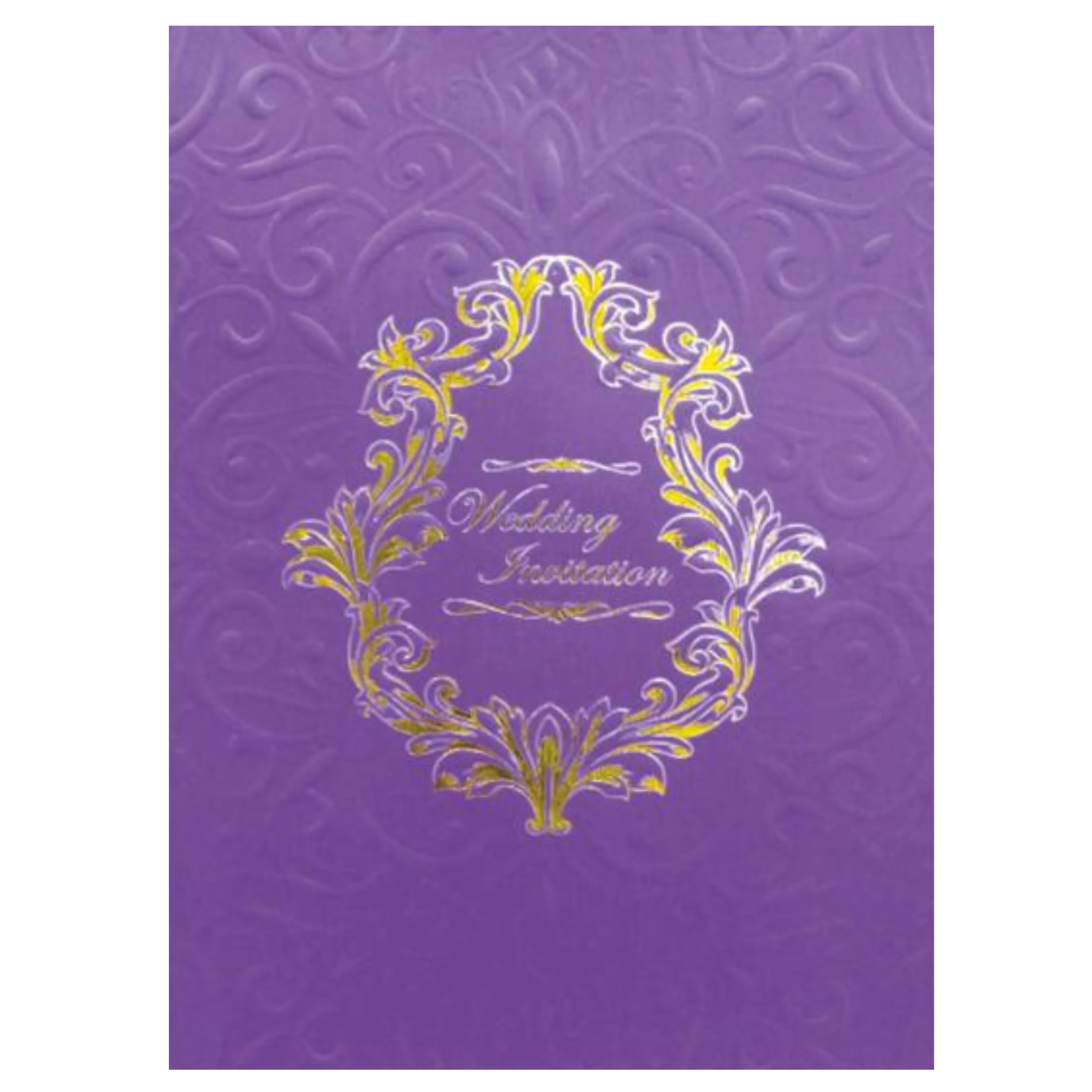 Fabulous Violet Shading With Floral Embossed Design Wedding Card-KNK2721 - Image 3