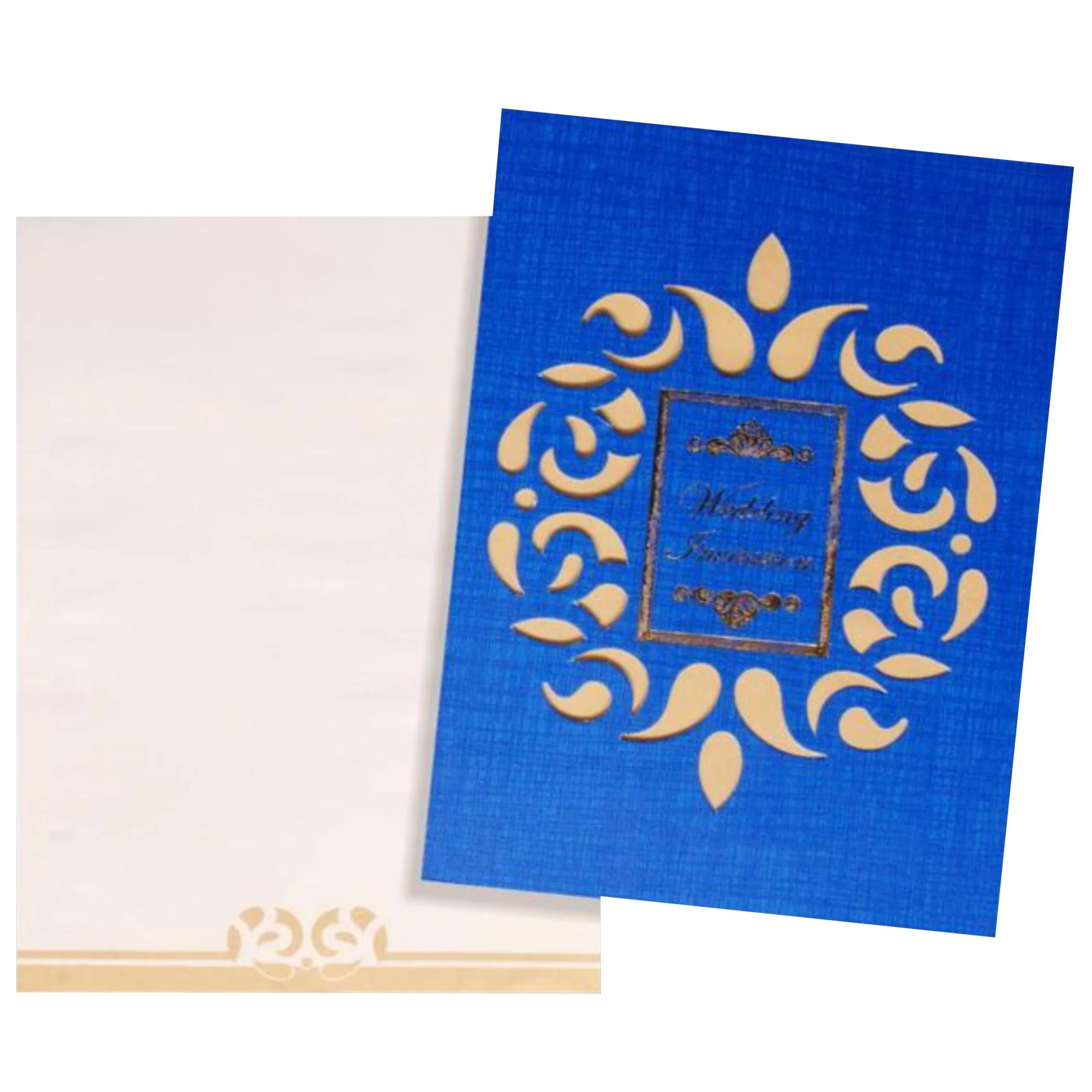 Blue Laser Cut Wedding Card-KNCPC418 - Image 2