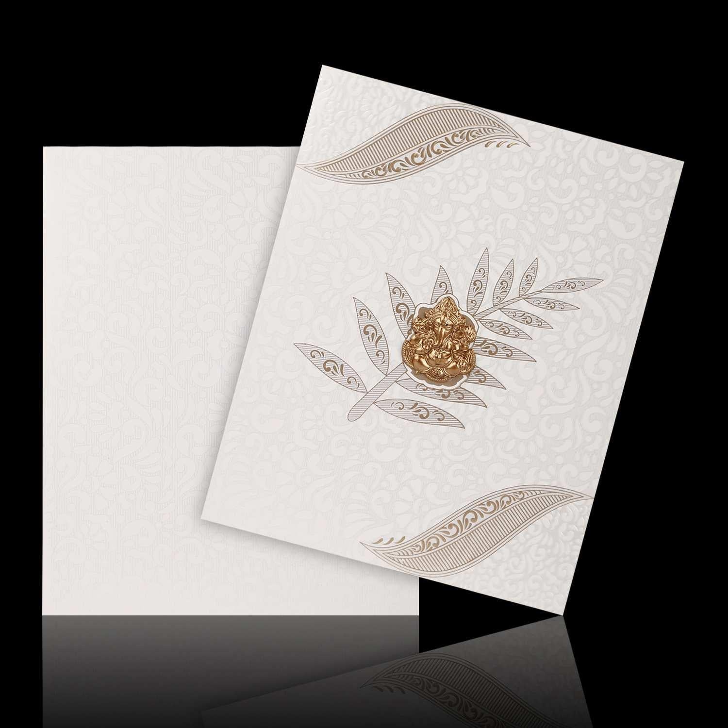 Fascinating Ganesha With White Shaded Wedding Card - KNK3623 - Image 2
