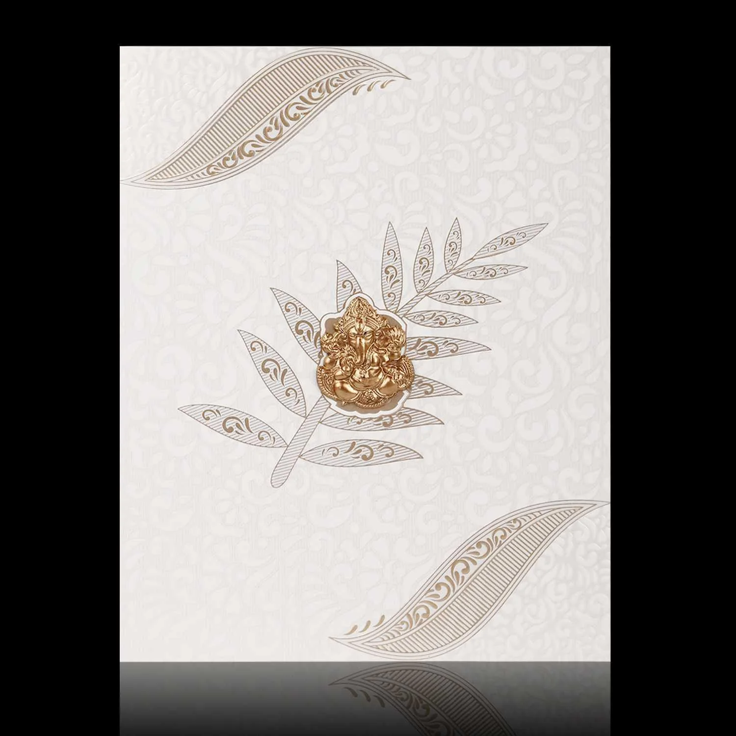 Fascinating Ganesha With White Shaded Wedding Card - KNK3623 - Image 3