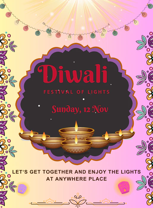 Festive Diya Diwali Invitations-AADWI017 - Image 2