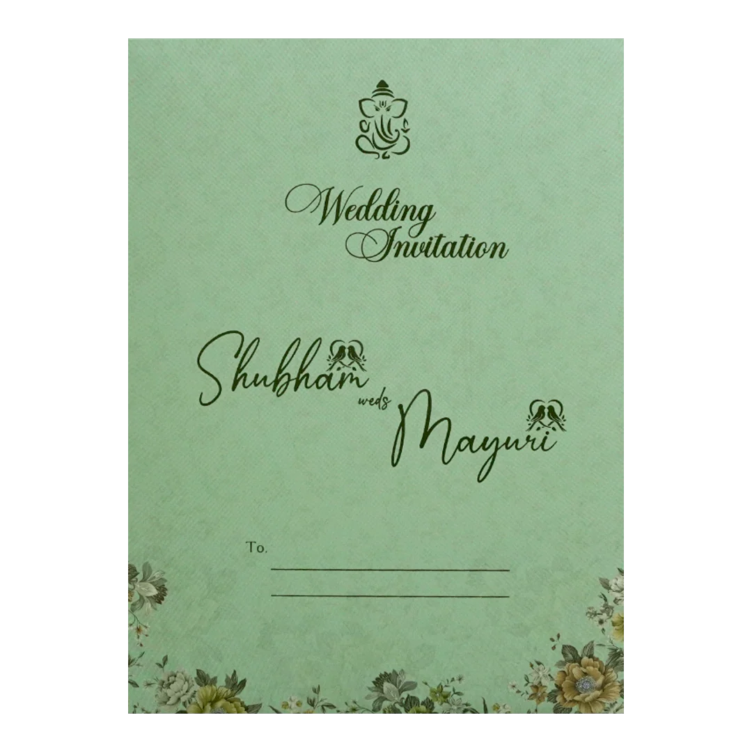 Green Floral Padded Wedding Card - KSH72580 - Image 4