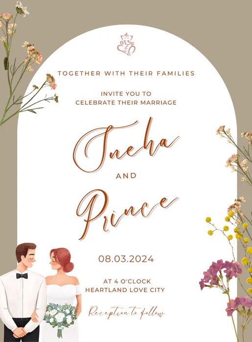 Floral Arch Wedding Reception Invitation-AAWPI005 - Image 2