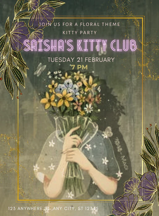 Floral Fantasy Kitty Party Invitation-AAKPI011 - Image 2