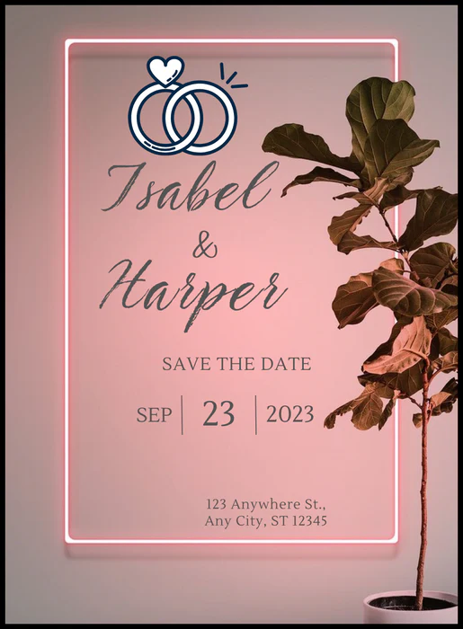 Glowing Hearts Modern Invitation-AAMEN002 - Image 2