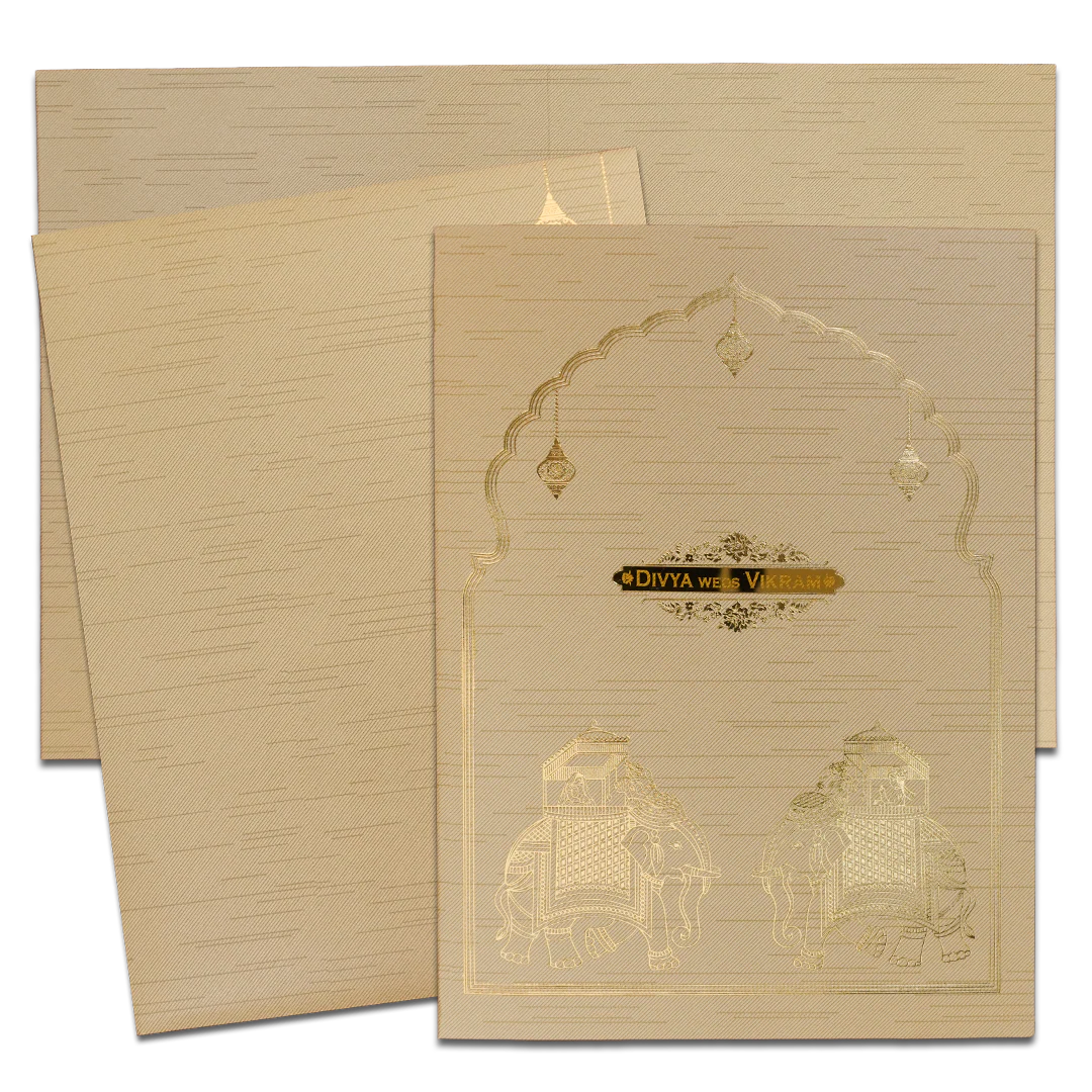 Gold Arch Elephant Wedding Card-KNRM7083C