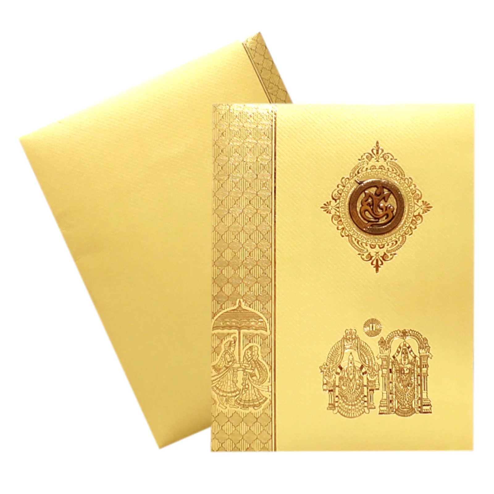 Gold Balaji Padmavathi Design Wedding Card-KNKT5024 - Image 2