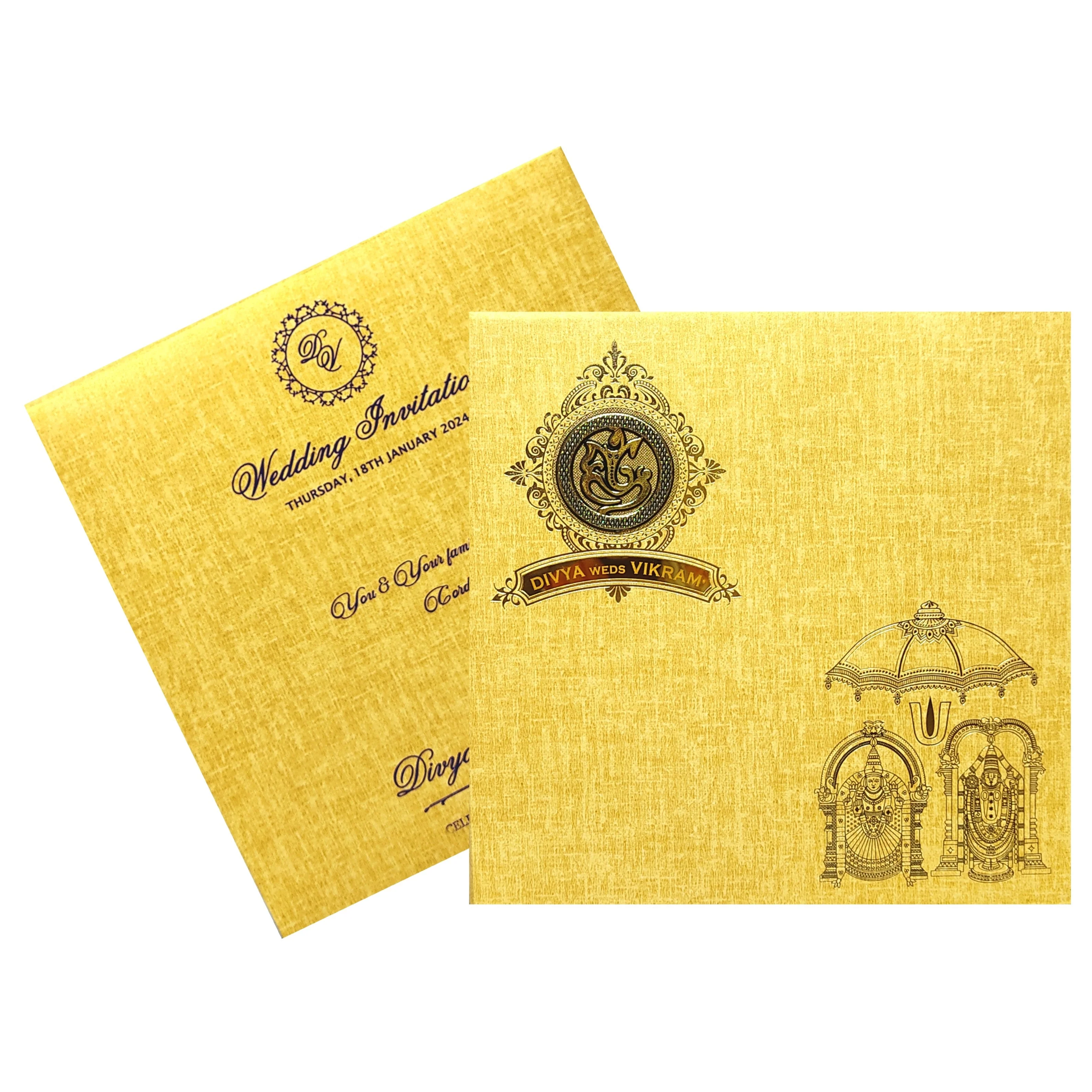 Gold Balaji Padmavathi Invitation Card-KNPO5519N - Image 2
