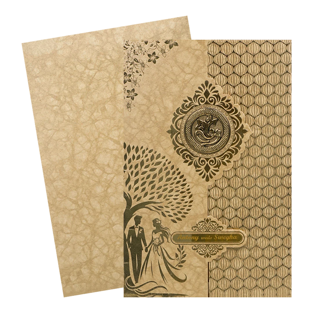 Gold Door Style Floral Bride Groom Wedding Card-KNK3603BR - Image 2