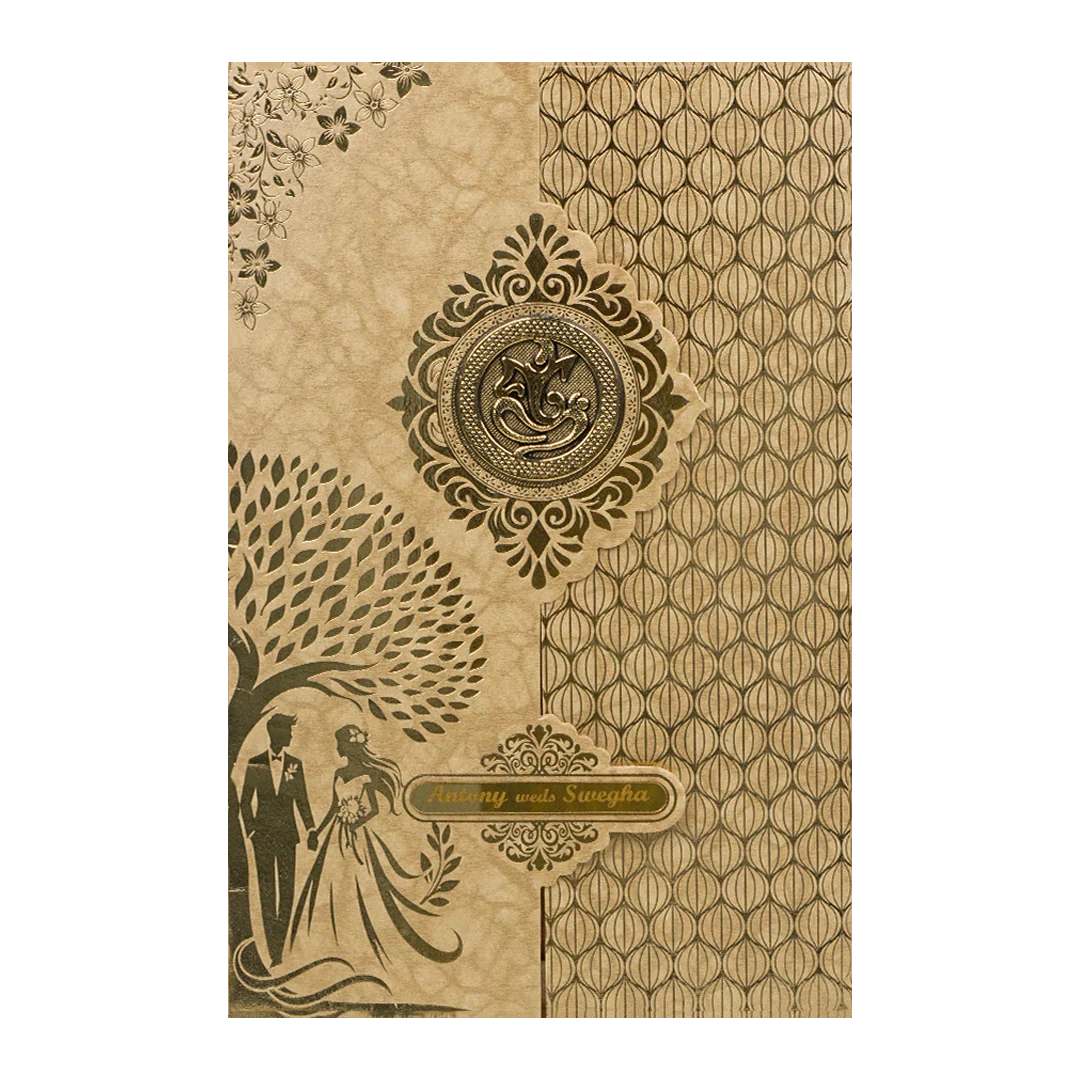 Gold Door Style Floral Bride Groom Wedding Card-KNK3603BR - Image 3