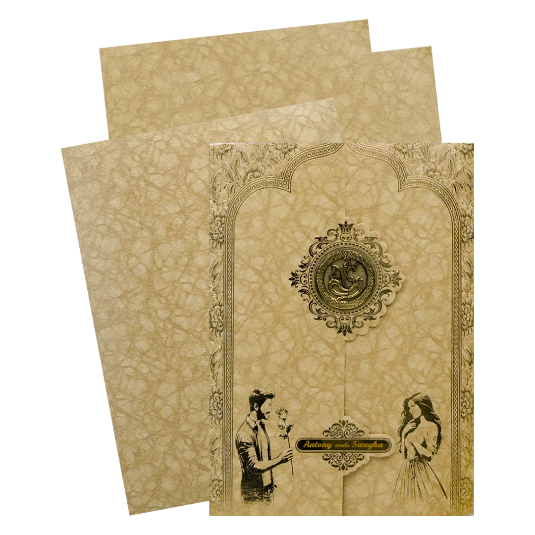 Gold Door Style Floral Wedding Card-KNM2902BR