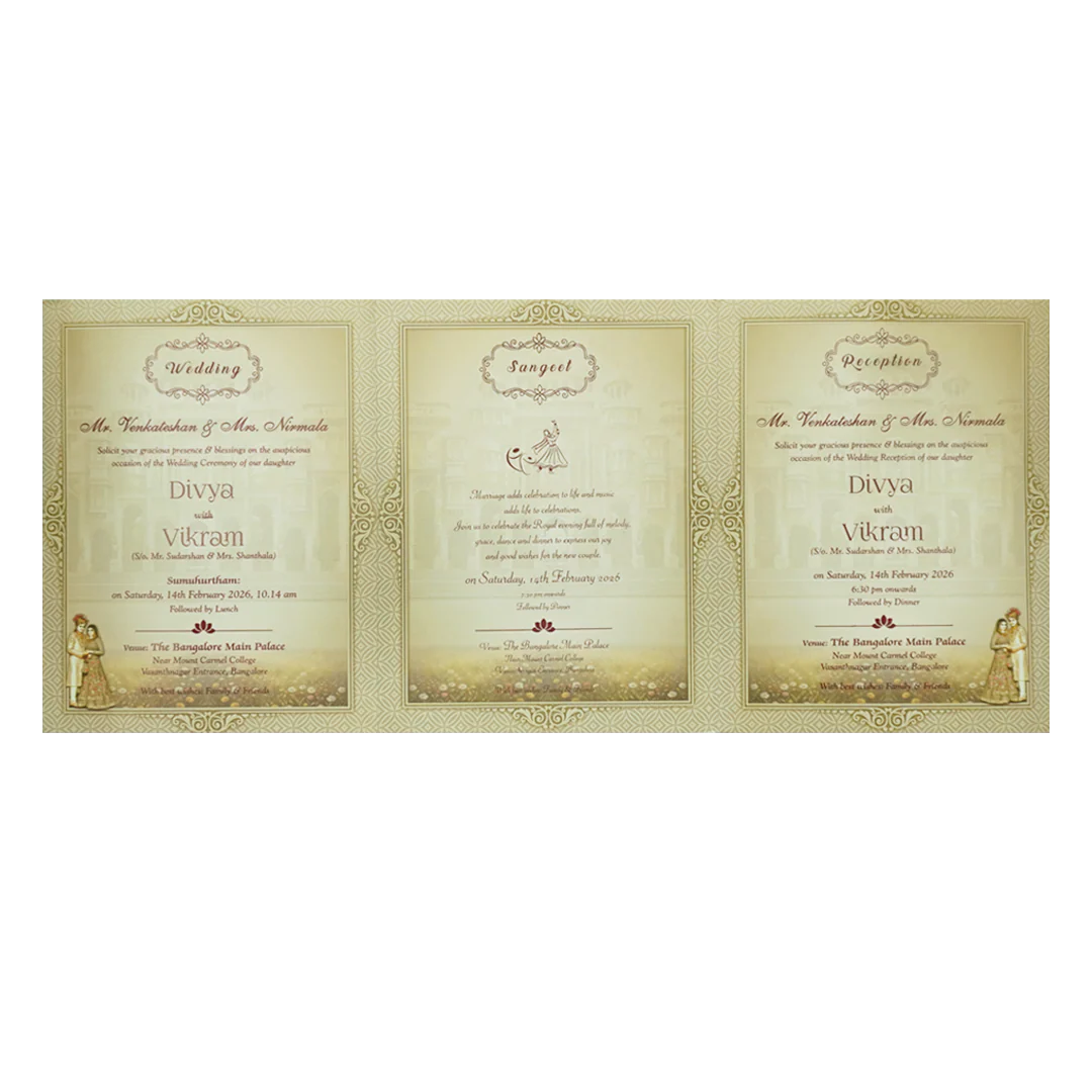 Gold-embossed-couple-bag-style-wedding-invitation-KNKQ8305 - Image 5