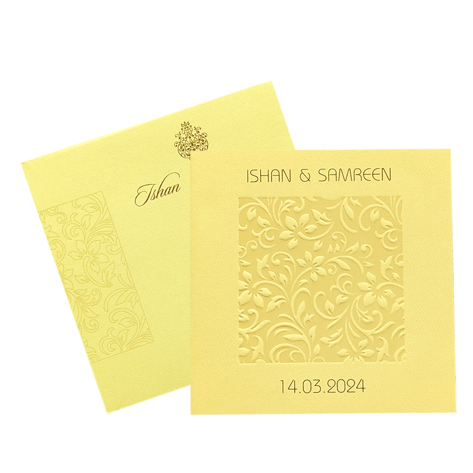 Gold Embossed Floral Invitation Card-KRC29352 - Image 2