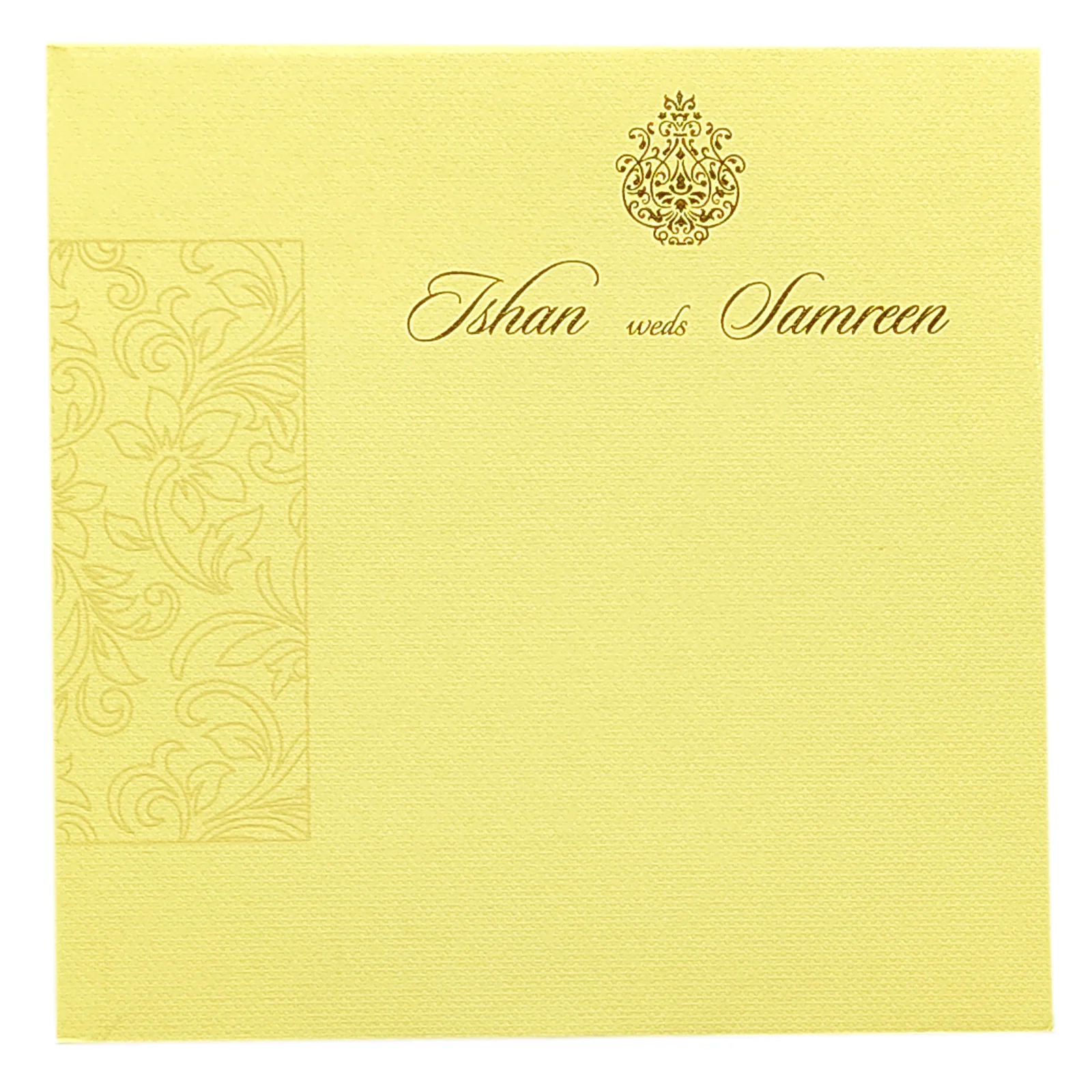 Gold Embossed Floral Invitation Card-KRC29352 - Image 4