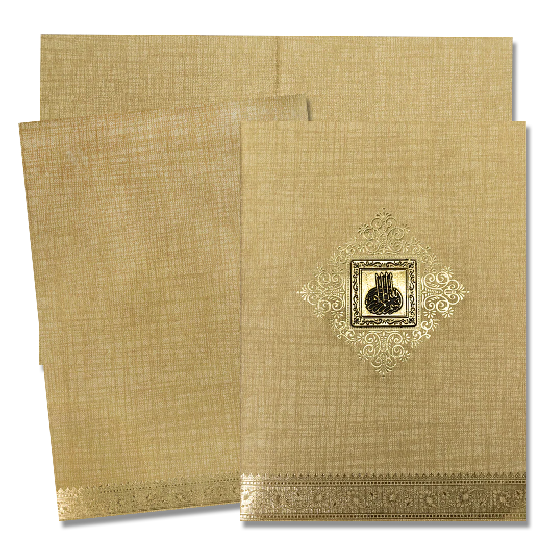 Gold Embossed Floral Wedding Card-KNCM15BGM