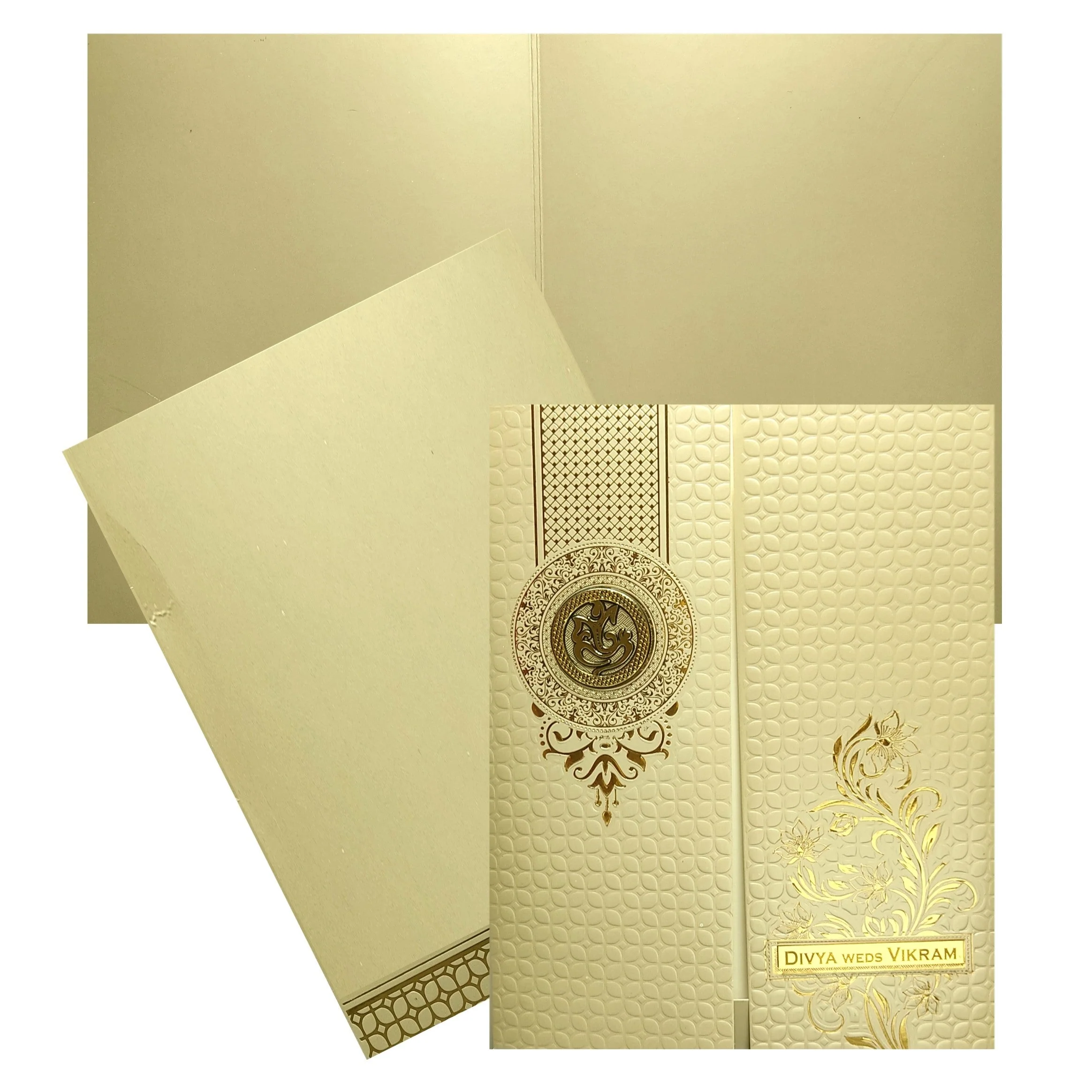 Gold Embossed Nameplate Invitation Card-KNK4201B