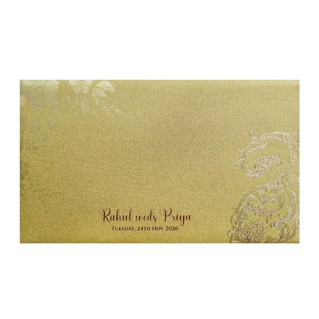 Gold Embossed Paisley Wedding Invitation Card-KPR06370 - Image 4