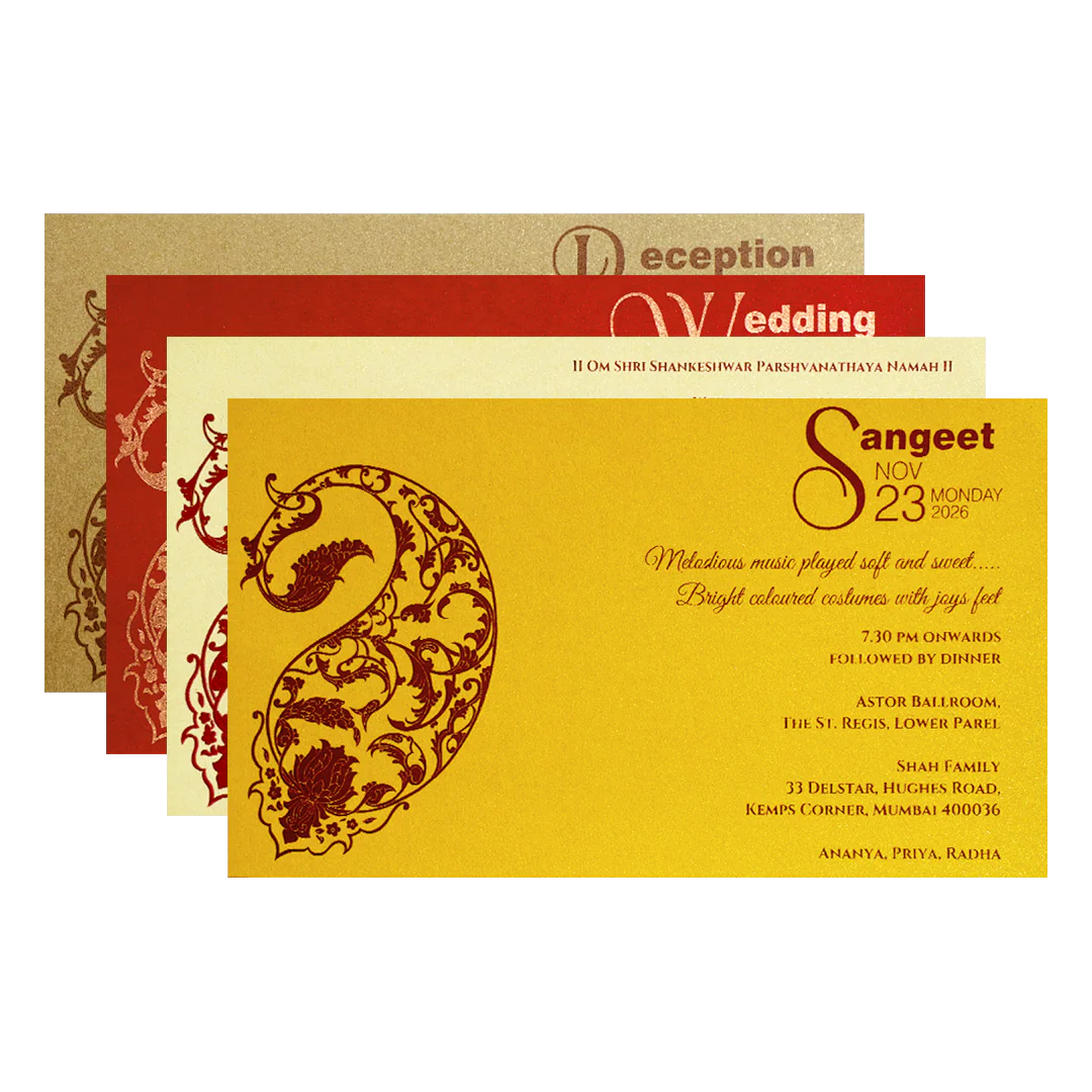 Gold Embossed Paisley Wedding Invitation Card-KPR06370 - Image 5