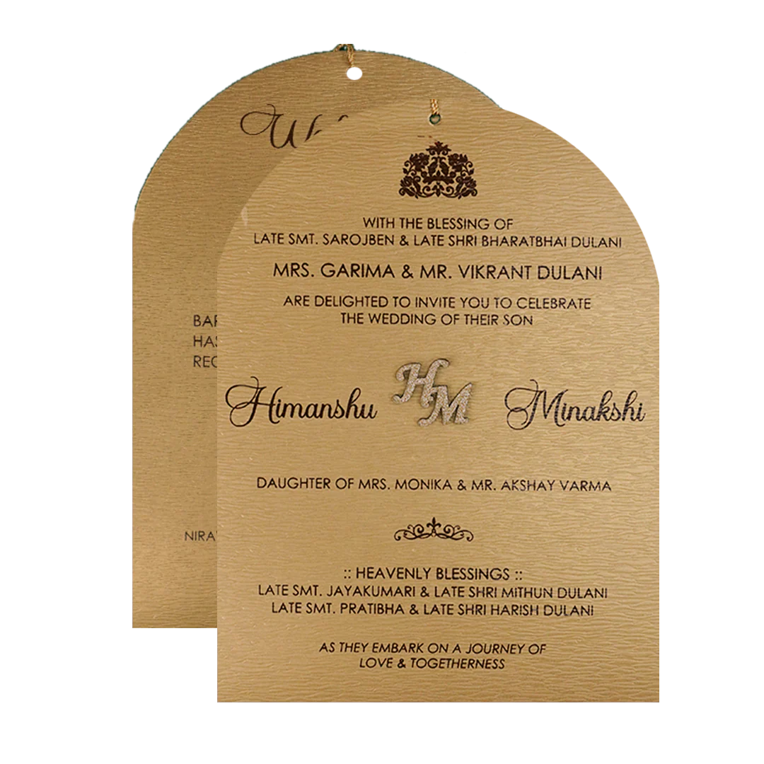 Gold Floral Border Padded Wedding Card-KSI64530 - Image 5