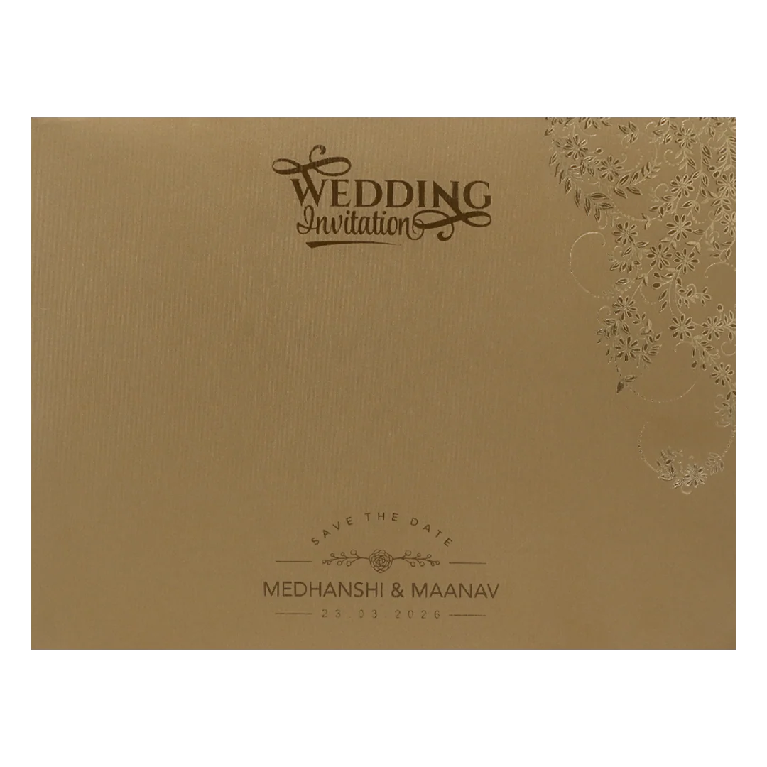 Gold Floral Diagonal Padded Wedding Card-KSSC2120 - Image 4