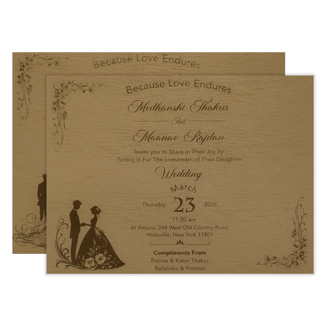 Gold Floral Diagonal Padded Wedding Card-KSSC2120 - Image 5