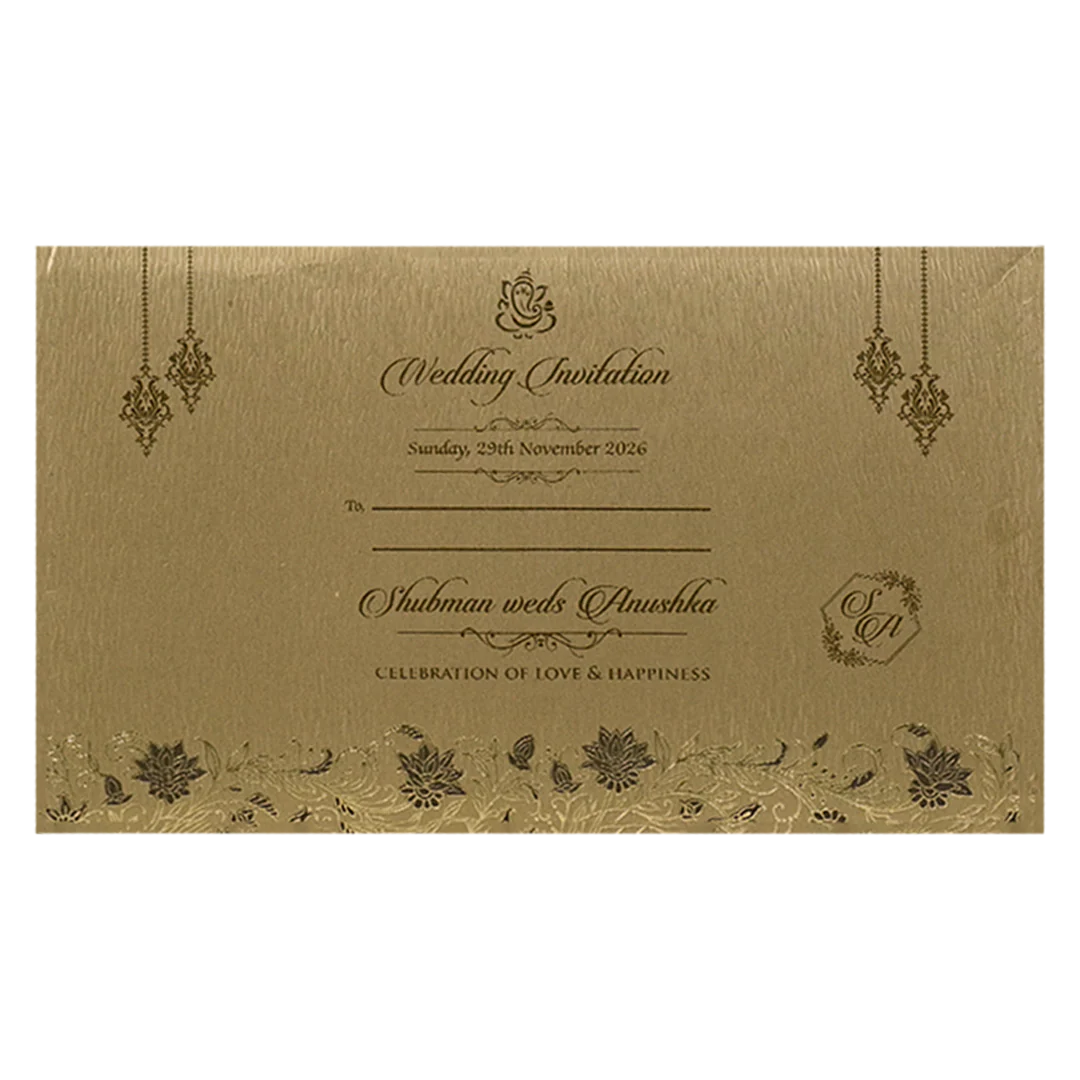 Gold Floral Door Style Padded Wedding Card-KRB09320 - Image 4