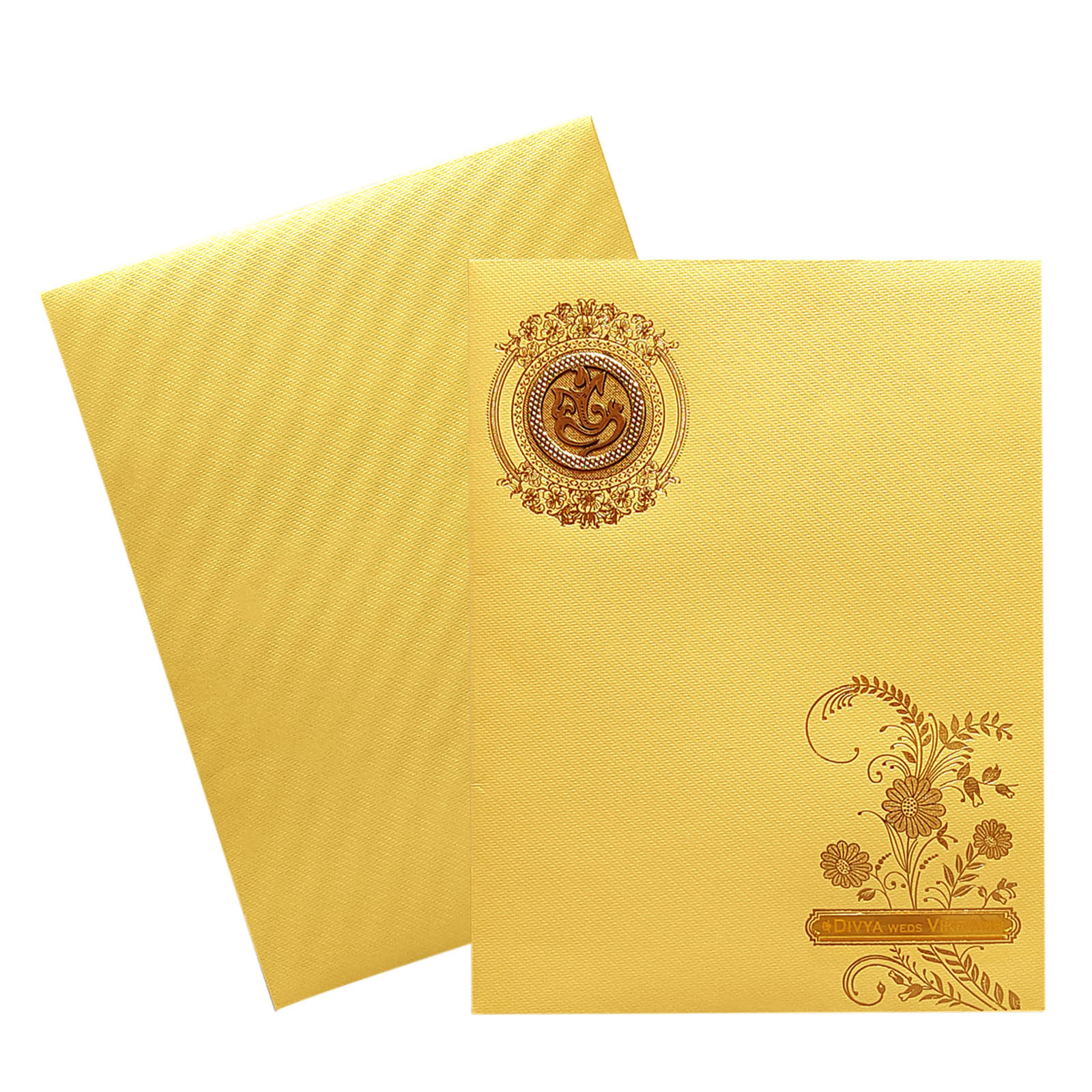 Gold Floral Foil Nameplate Invitation Card-KNKT5027 - Image 2