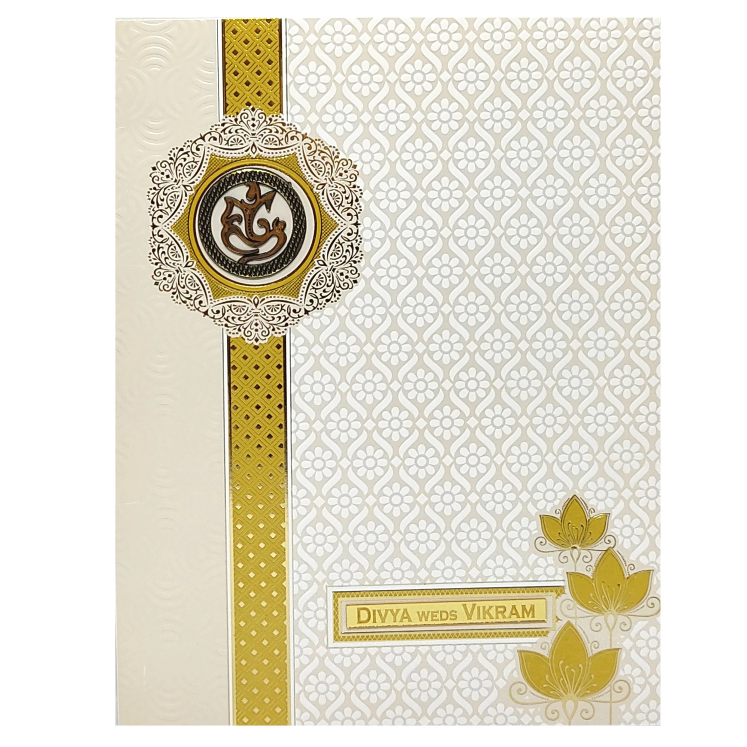 Gold Floral Invitation Card-KNK4101W - Image 3