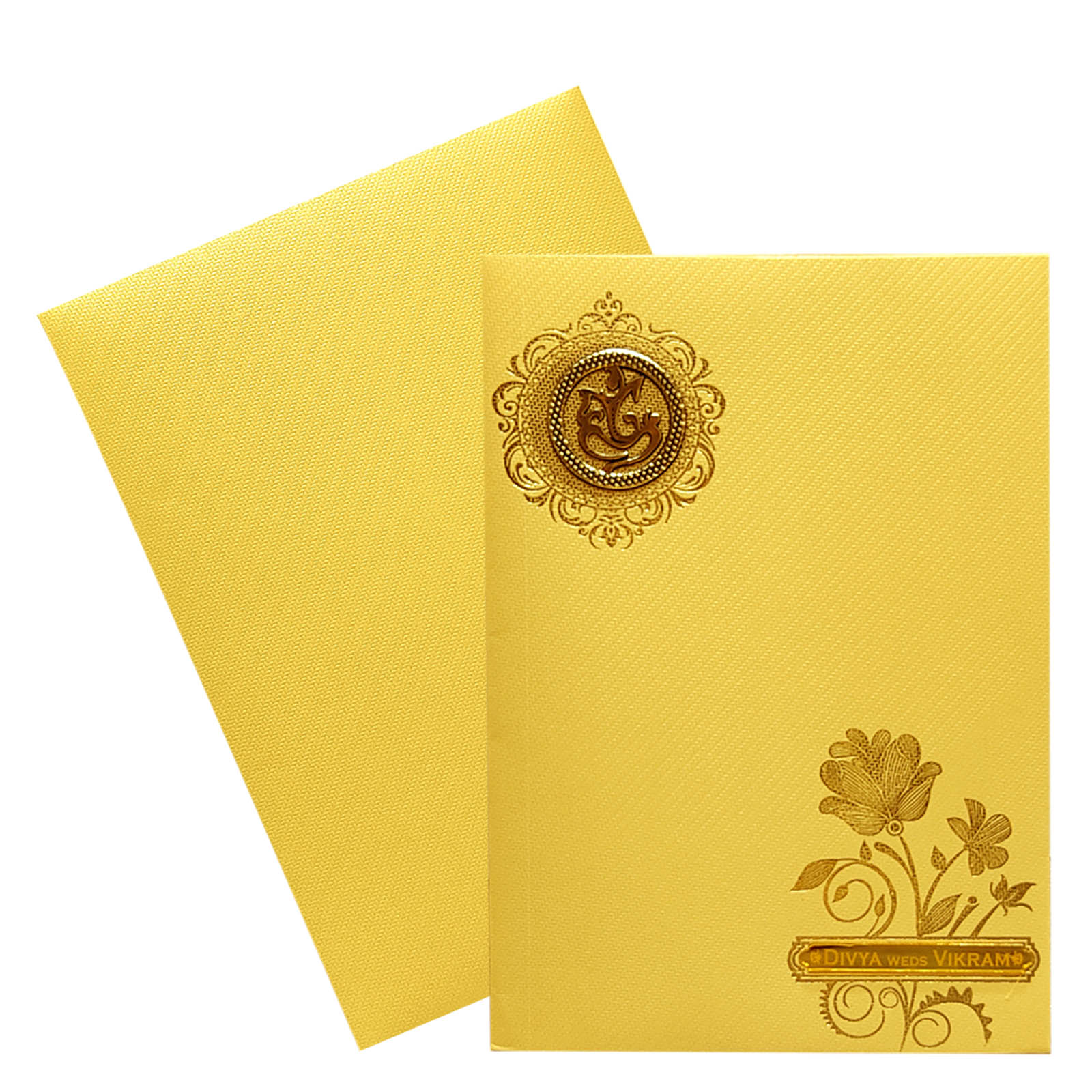 Gold Floral Nameplate Invitation Card-KNKTG030 - Image 2