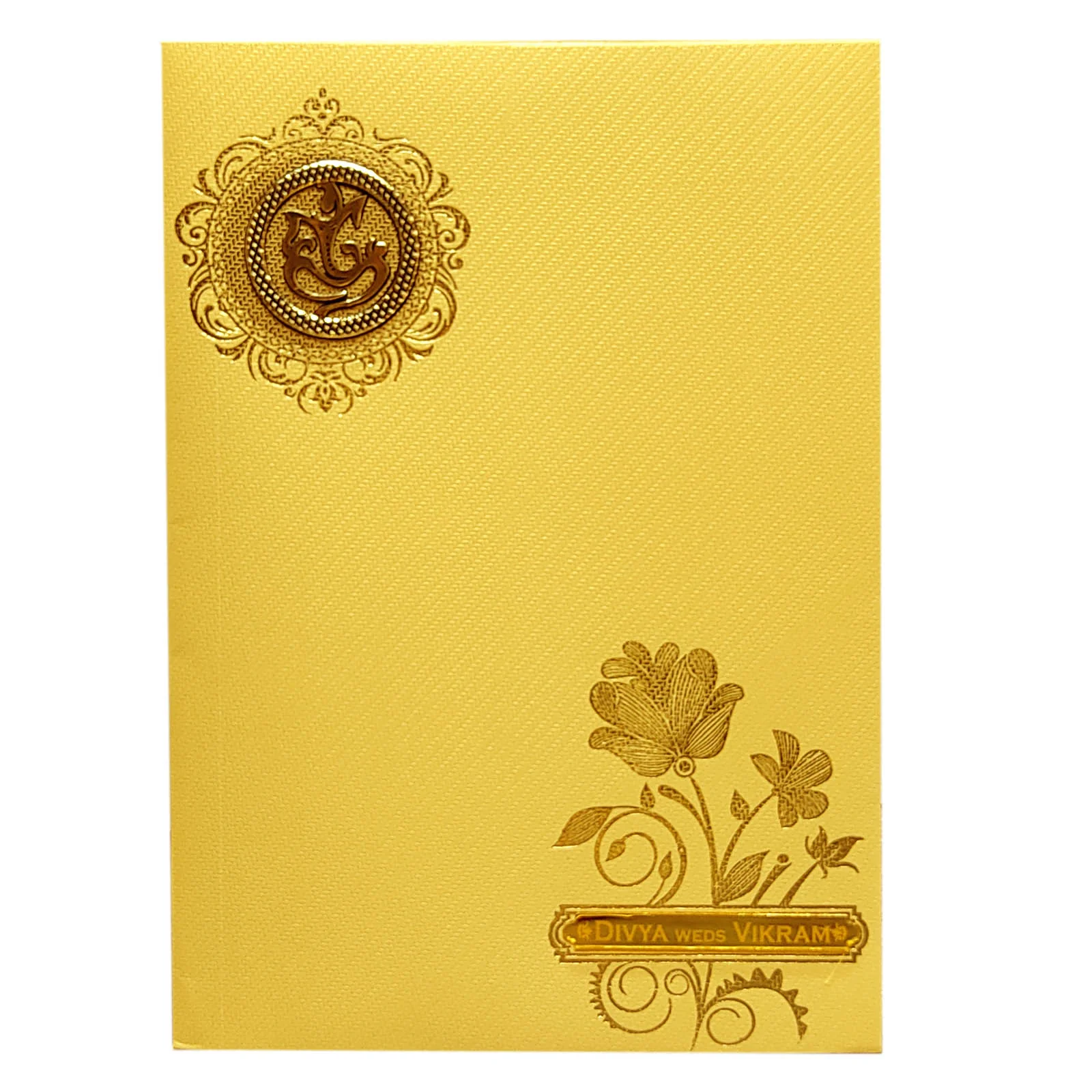 Gold Floral Nameplate Invitation Card-KNKTG030 - Image 3