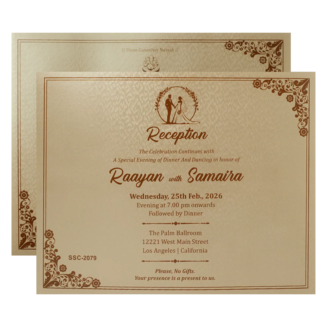 Gold Floral Ornate Padded Wedding Card-KSSC2079 - Image 5