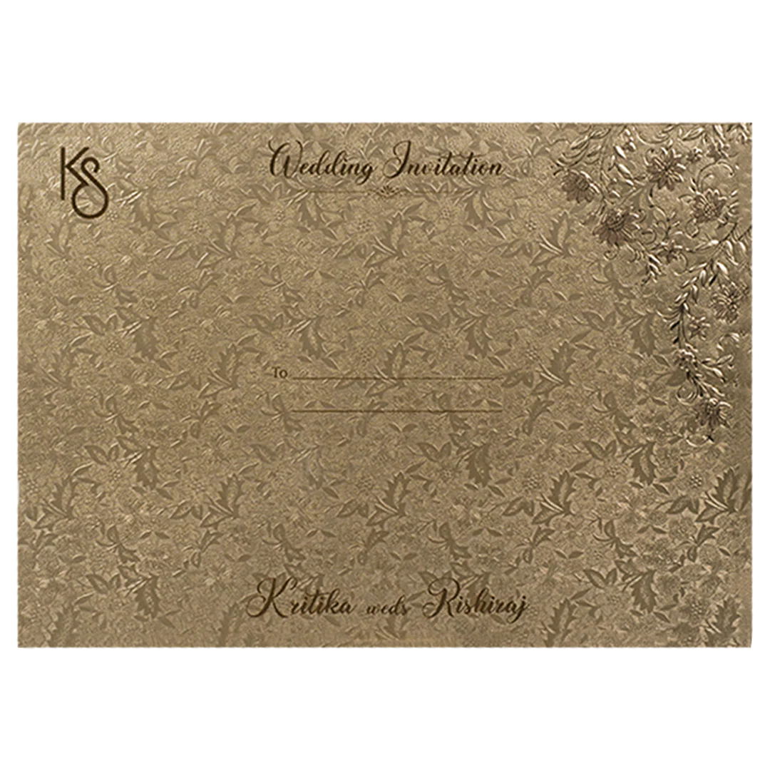 Gold Floral Ornate Wedding Card-KSI64750 - Image 4