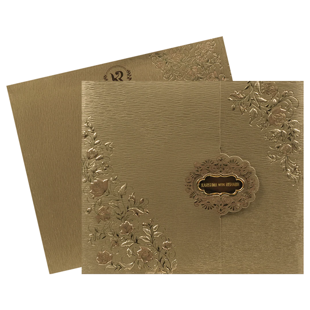 Gold Floral Ornate Wedding Card-KSI64900 - Image 2