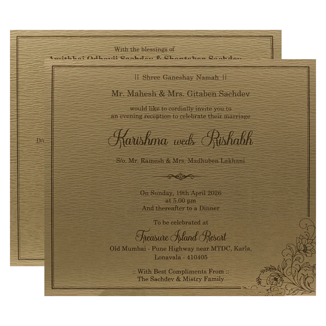 Gold Floral Ornate Wedding Card-KSI64900 - Image 5