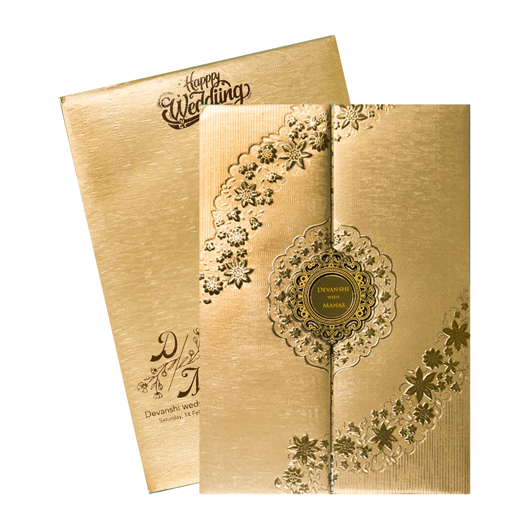 Gold Floral Padded Wedding Card-KSSC2062 - Image 2