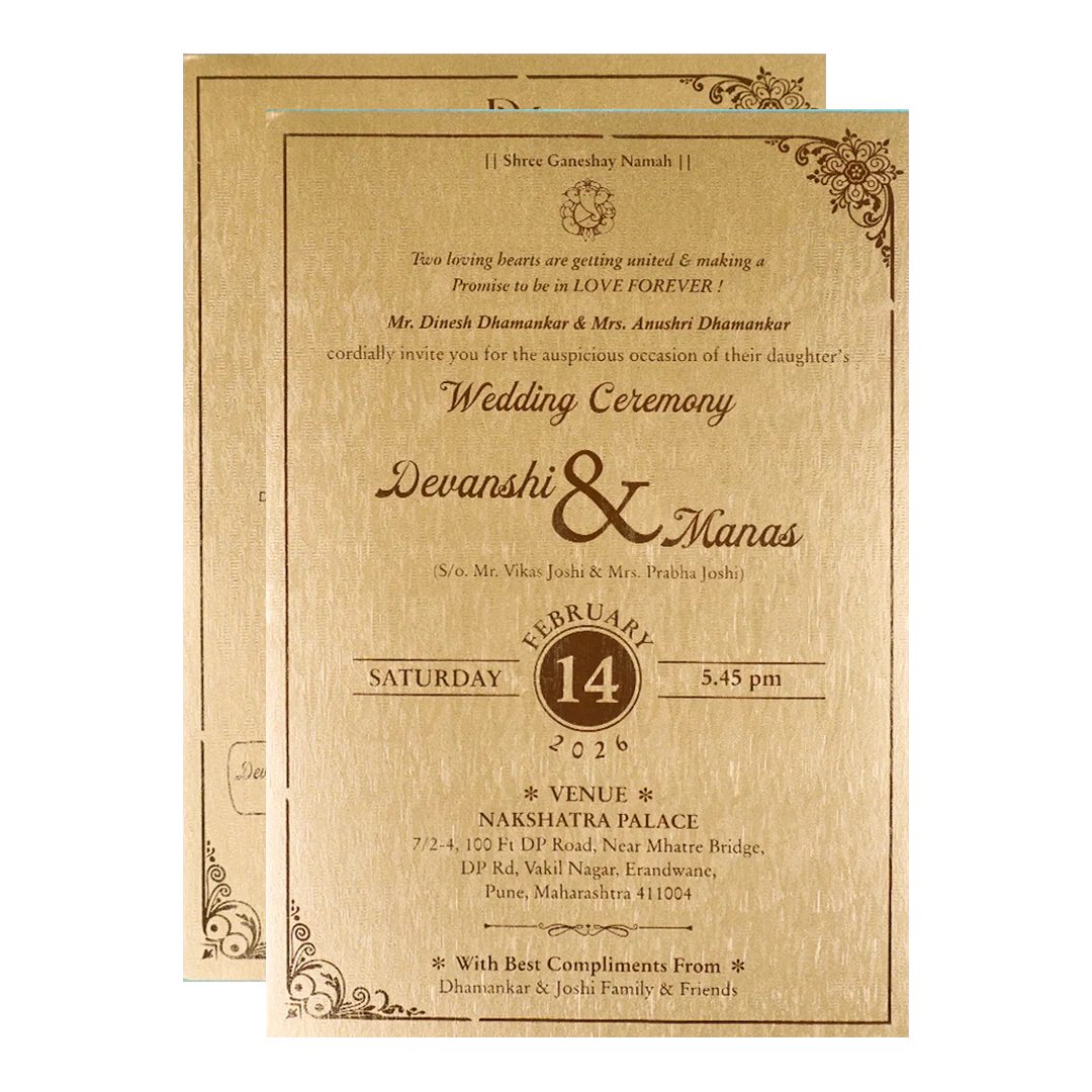 Gold Floral Padded Wedding Card-KSSC2062 - Image 5