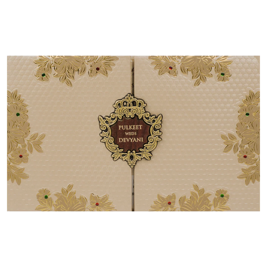 Gold Floral Padded Wedding Card-KJTS1854 - Image 3