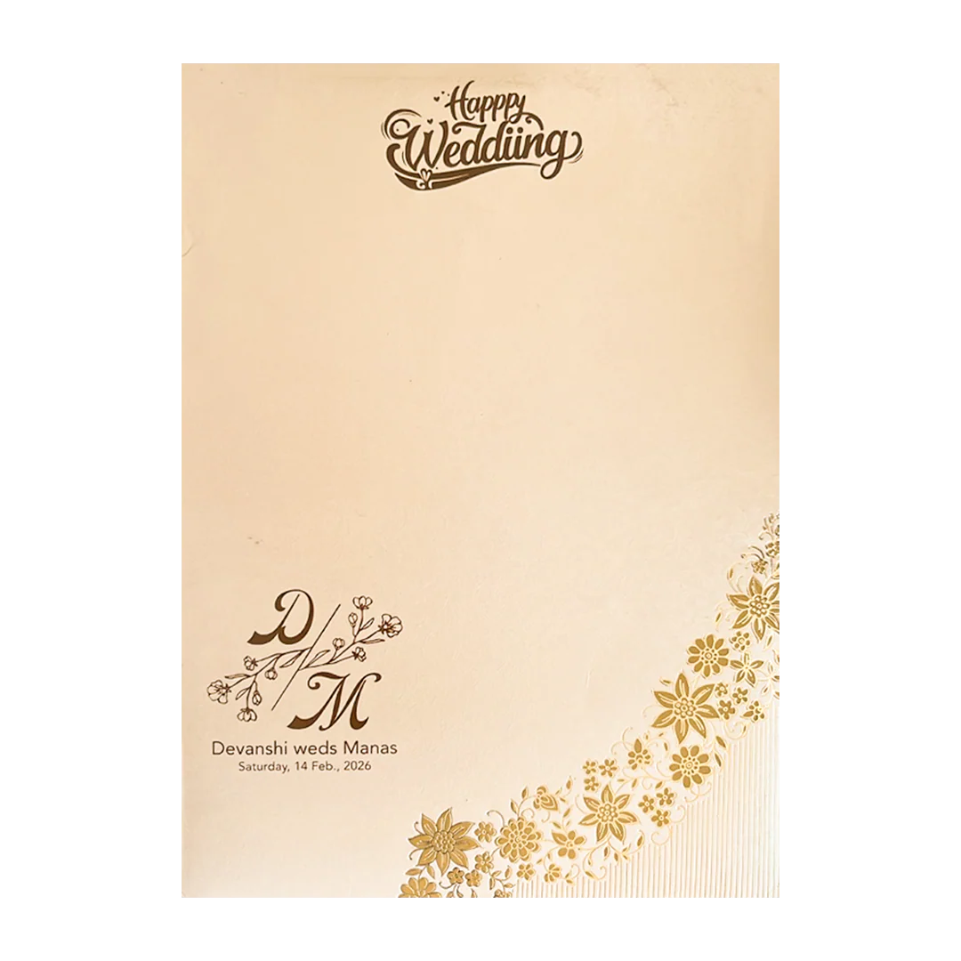 Gold Floral Padded Wedding Card-KSSC2061 - Image 4