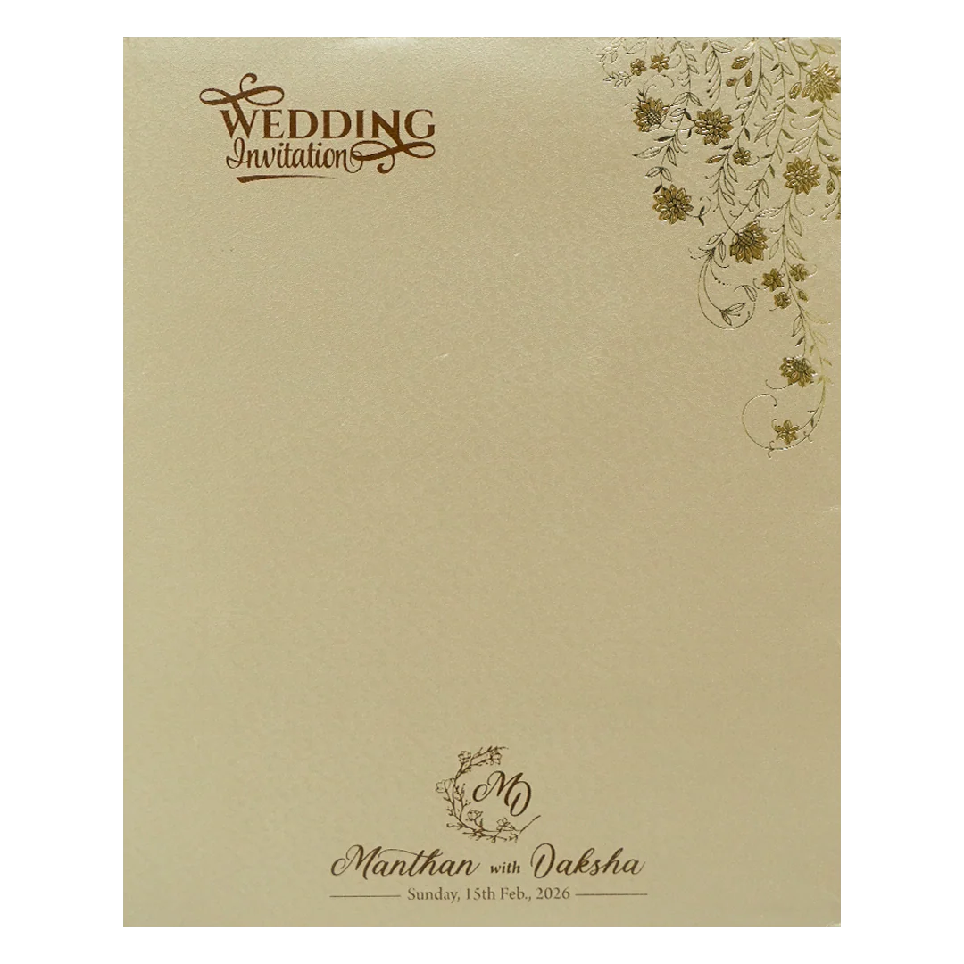 Gold Floral Padded Wedding Card-KSSC2073 - Image 4