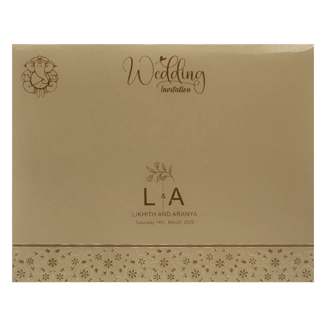 Gold Floral Round Padded Wedding Card-KSSC20700 - Image 4