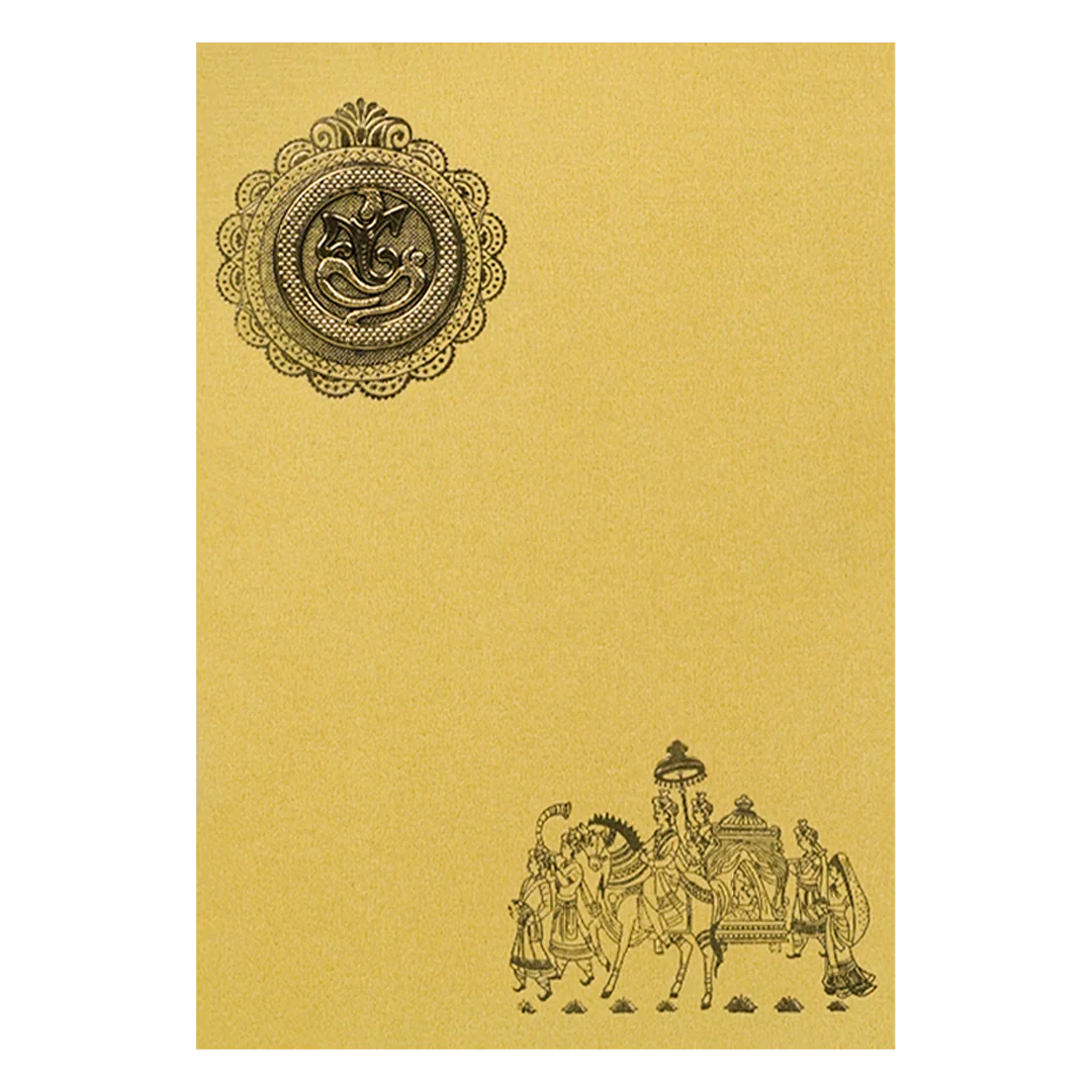 Gold Ganesha Bride Groom Wedding Card-KNPP717G - Image 3