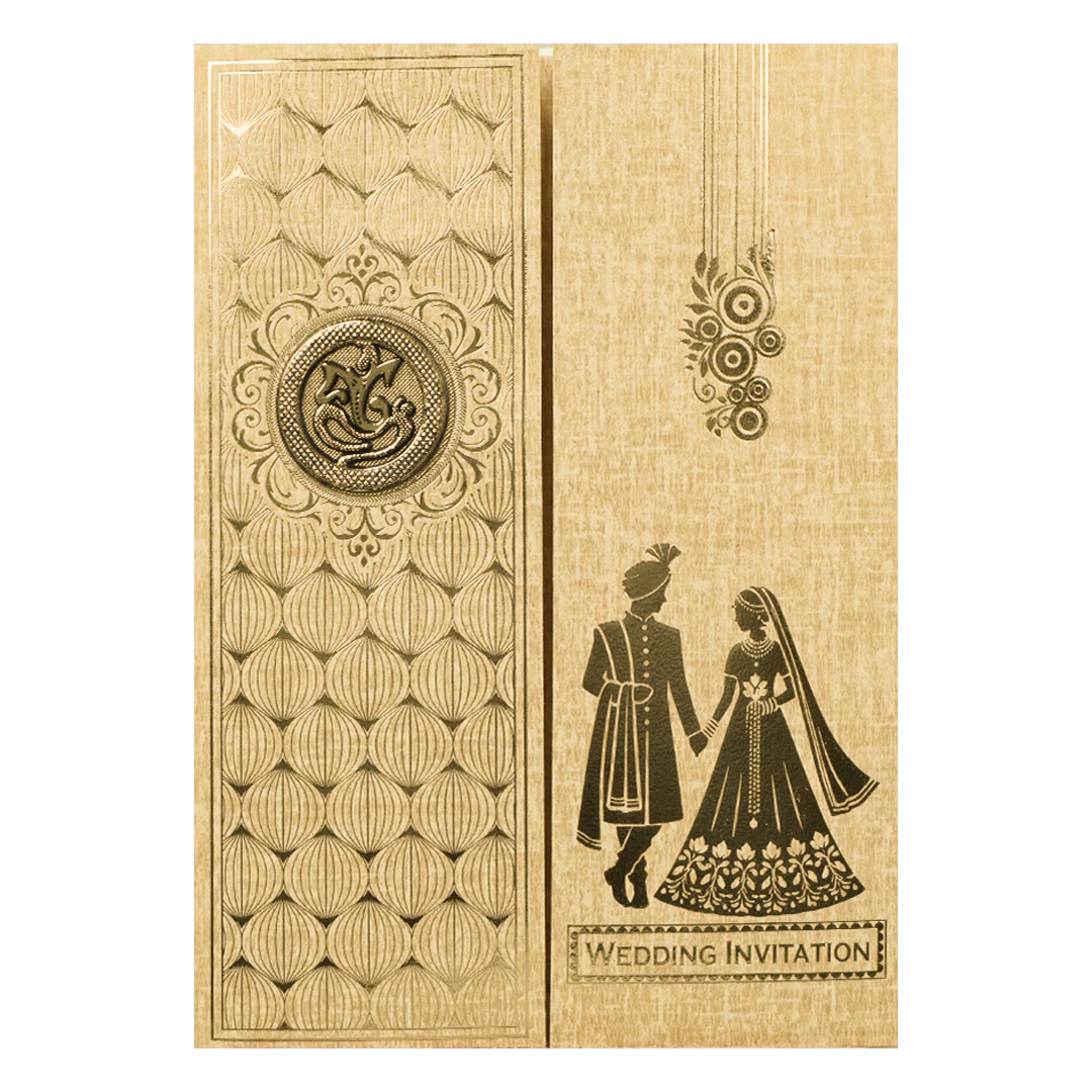 Gold Door Style Floral Wedding Card-KNCM45BR - Image 3