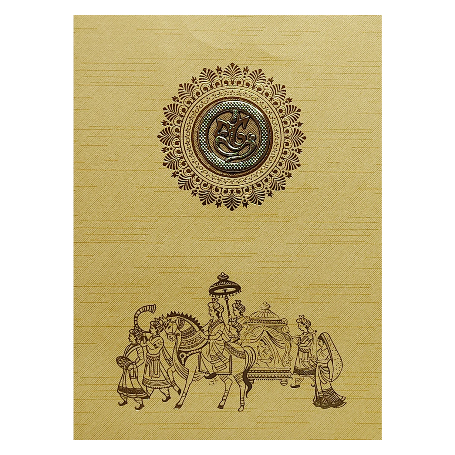 Gold Ganesha Cut Wedding Invitation Card-KNRM7055G - Image 3